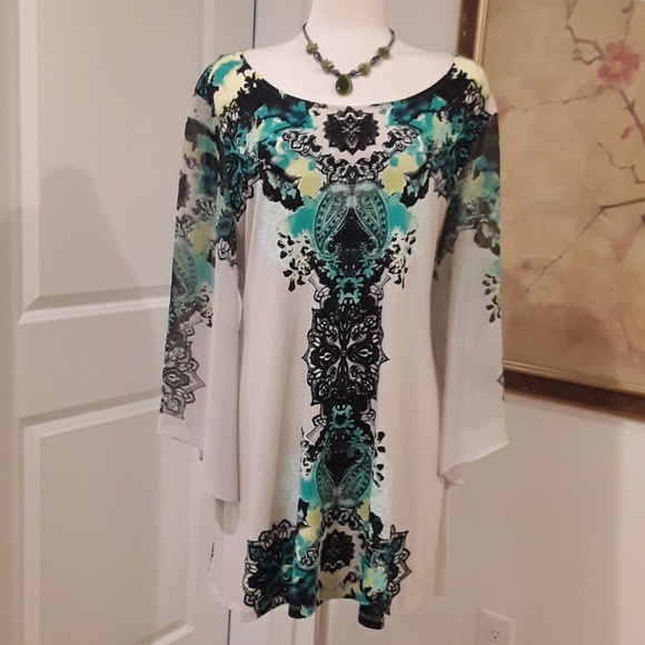 Tops - Boho Tribal Chiffon Sleeve Tunic Dress/Top